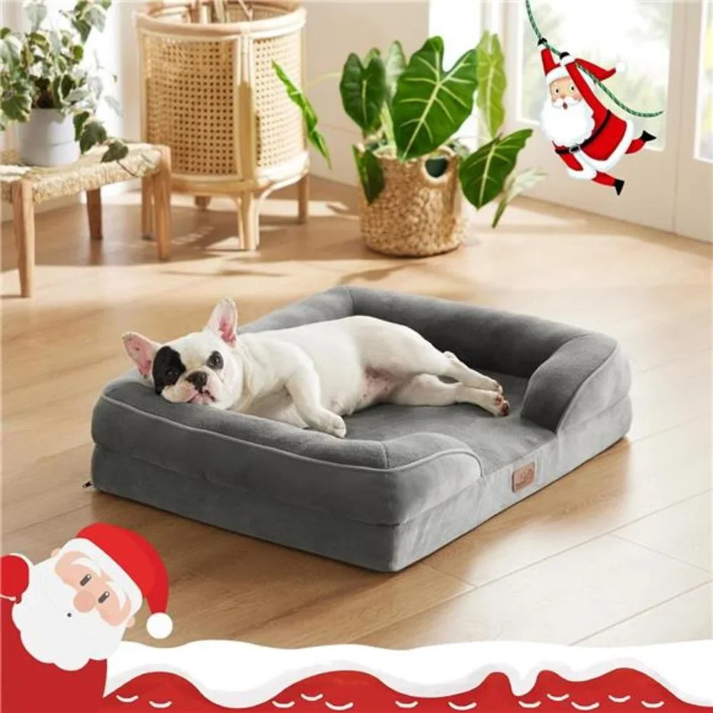 Orthopedic Dog Bed for Medium Dogs - Waterproof Dog Sofa Bed Medium, Grey